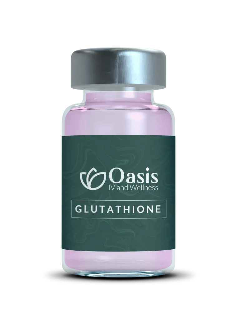 a close up of a vial bottle of glutathione
